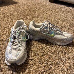 Nike Women's Silver and Lime Sneakers